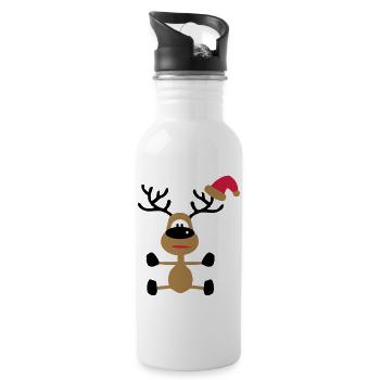 Christmas - Water bottle with straw - white - Right