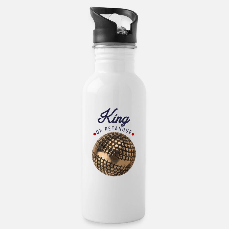 König des Boules - Trinkflasche mit integriertem Trinkhalm - Weiß