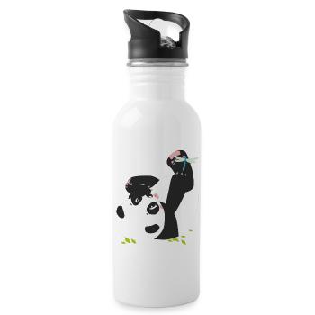Jo le panda et mamz'elle libellule - Gourde avec paille intégrée - blanc - Droite