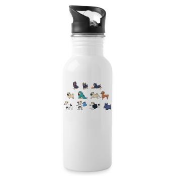 Süße Hunde - Trinkflasche mit integriertem Trinkhalm - Weiß - Rechts
