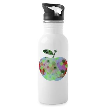 Pomme colorée avec des taches - Gourde avec paille intégrée - blanc - Droite