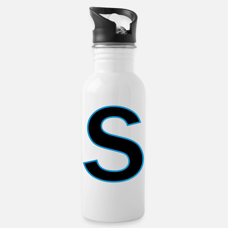 Buchstaben s Vektor - Trinkflasche mit integriertem Trinkhalm - Weiß
