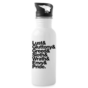sieben 7 todsünden - seven deadly sins - englisch - Water bottle with straw - white - Right