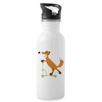 Petit renard sur son scooter vert - Enfants - Gourde avec paille intégrée - blanc - Droite
