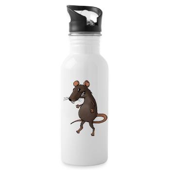 rat rat cheese kaese animal animals - Water bottle with straw - white - Right