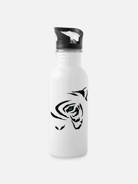 Tribal Tiger 2 - Water bottle with straw - white