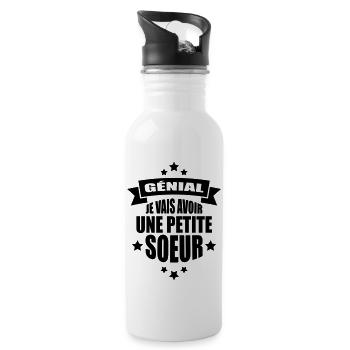 génial je vais avoir une petite soeur - Gourde avec paille intégrée - blanc - Droite