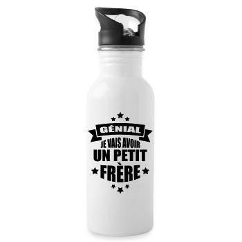 génial je vais avoir un petit frère - Gourde avec paille intégrée - blanc - Droite