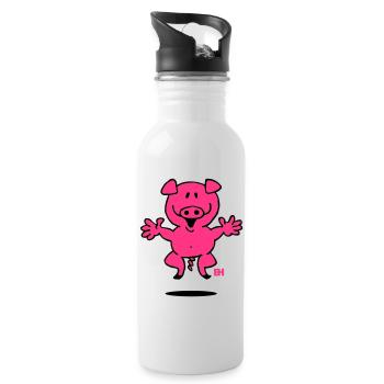 Ferkel - Trinkflasche mit integriertem Trinkhalm - Weiß - Rechts