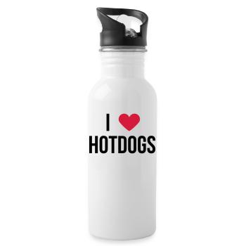 J'adore les hot-dogs! Proverbes cadeau - Gourde avec paille intégrée - blanc - Droite