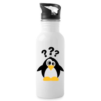Dummer Pinguin - Trinkflasche mit integriertem Trinkhalm - Weiß - Rechts