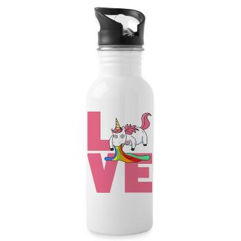 Love Einhorn - Trinkflasche mit integriertem Trinkhalm - Weiß - Rechts