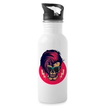 head of death hipster punk skull skull eclair hairstyle - Water bottle with straw - white - Right