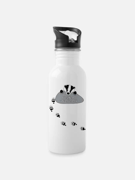 kleiner frechdachs dachs frech spur tierspur pfote - Trinkflasche mit integriertem Trinkhalm - Weiß