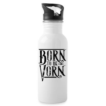 Born to be Vorn T-shirt lustig Geschenk lustig - Trinkflasche mit integriertem Trinkhalm - Weiß - Rechts