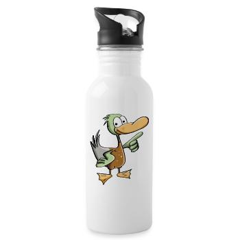 Funny - duck comic - Water bottle with straw - white - Right