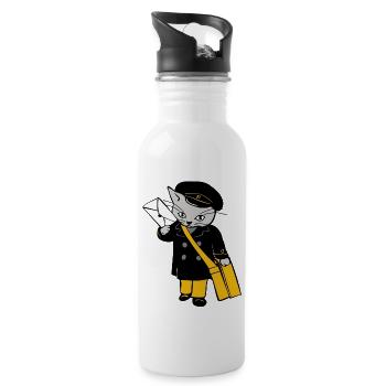post cat dhl german post postmen cat letter - Water bottle with straw - white - Right