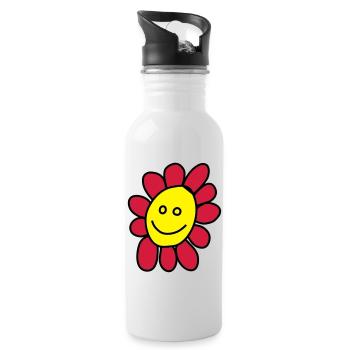 Ich bin eine Blume - Trinkflasche mit integriertem Trinkhalm - Weiß - Rechts