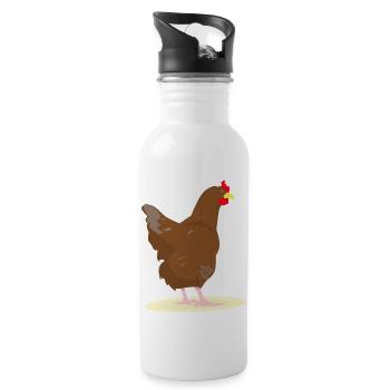 CHICKEN - HAHN - EGGS - Water bottle with straw - white - Right