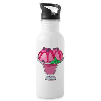 Ice cream ice cream ice cream ice cream ball ice cream sundae - Water bottle with straw - white - Right