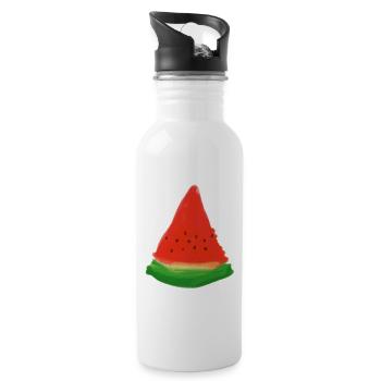 Aquarell-Wassermelonen-Scheibe - Trinkflasche mit integriertem Trinkhalm - Weiß - Rechts
