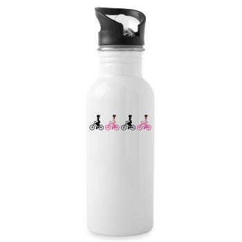 Women on bicycles - Water bottle with straw - white - Right
