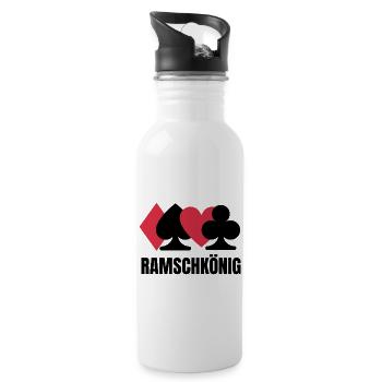 Skat Karten Ramschkönig Skatspiel Kartenspiel Pik - Trinkflasche mit integriertem Trinkhalm - Weiß - Rechts