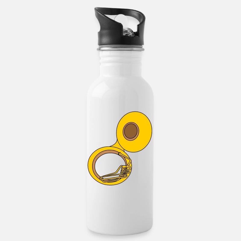 Sousaphon - Trinkflasche mit integriertem Trinkhalm - Weiß