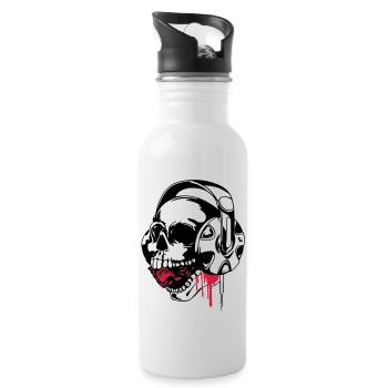 skull music vect by dk - Water bottle with straw - white - Right