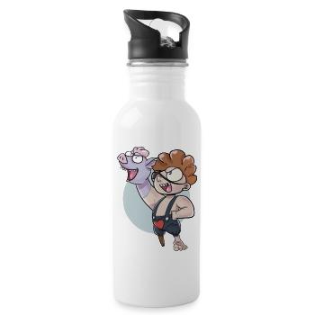 Pig-Hand - Trinkflasche mit integriertem Trinkhalm - Weiß - Rechts