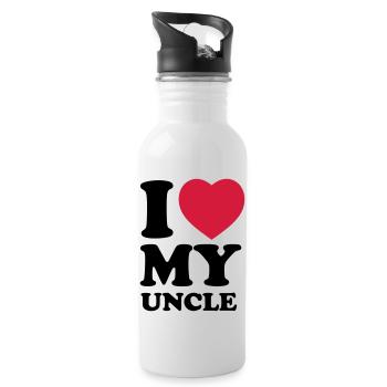 I love my uncle - Trinkflasche mit integriertem Trinkhalm - Weiß - Rechts