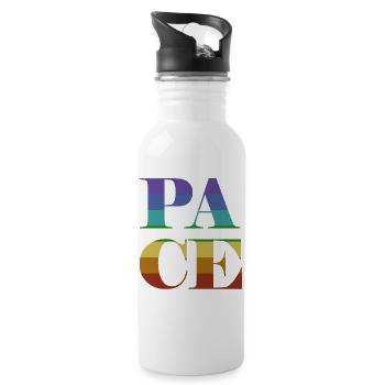 Pace in großen bunten Buchstaben - Trinkflasche mit integriertem Trinkhalm - Weiß - Rechts