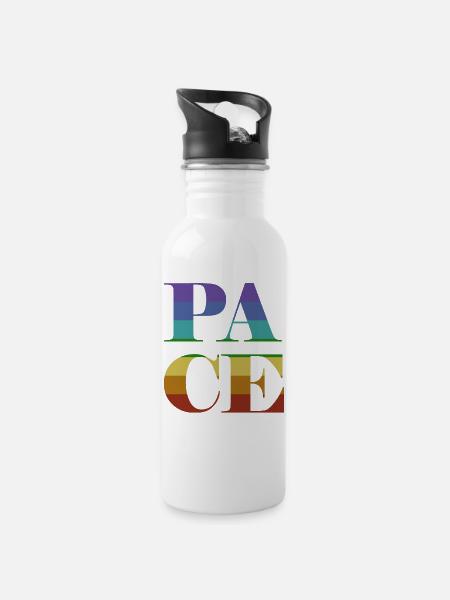 Pace in big colorful letters - Water bottle with straw - white