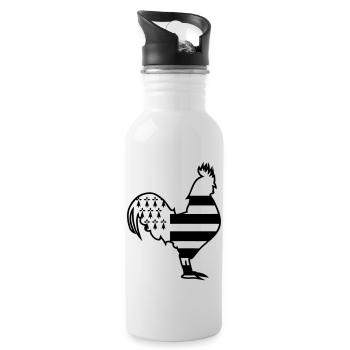Breton French rooster emblem new britain - Water bottle with straw - white - Right