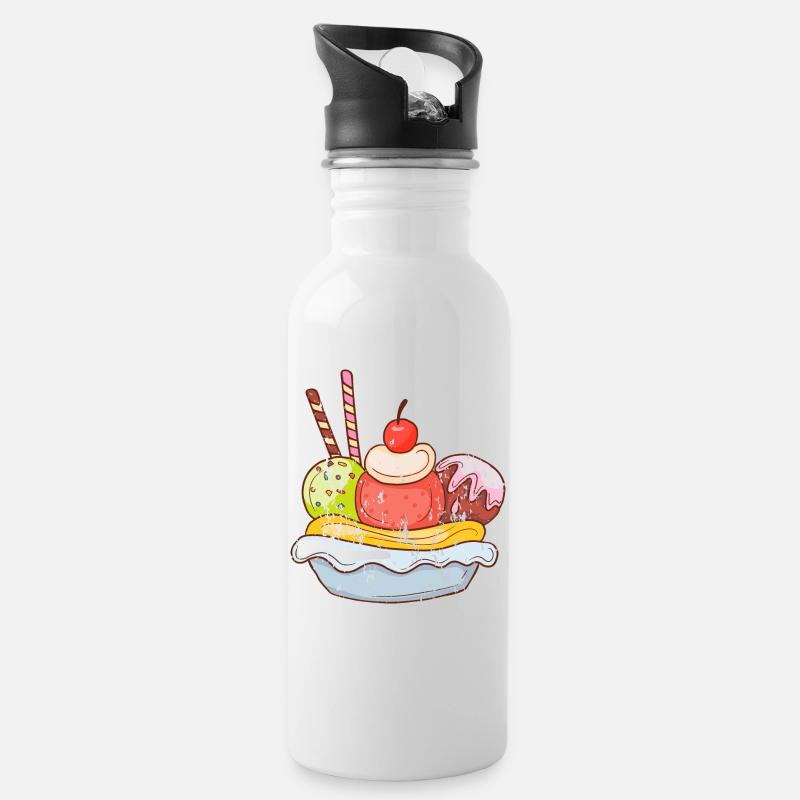 Coupe de glace style rétro grunge vintage - Gourde avec paille intégrée - blanc
