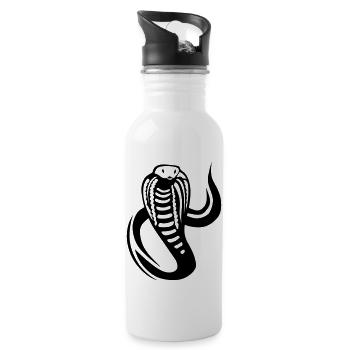 tribal cobra snake 8 - Water bottle with straw - white - Right