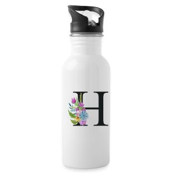 H Black - Water bottle with straw - white - Right