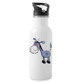 Funny little Donkey - Donkeys - Water bottle with straw - white - Right