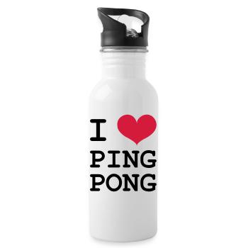 I Love Ping Pong - Gourde avec paille intégrée - blanc - Droite