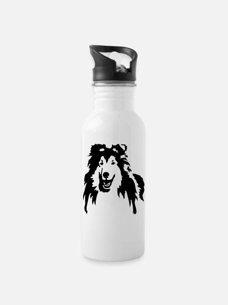 collie - Juomapullo, jossa pilli - valkoinen