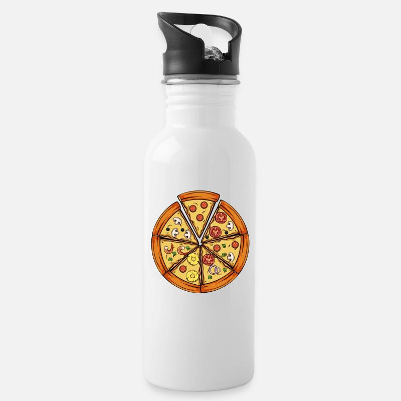 pizza - Gourde avec paille intégrée - blanc