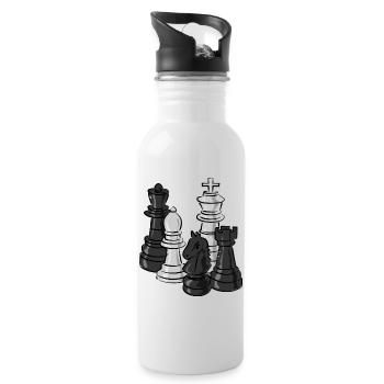 schach figuren sport - Trinkflasche mit integriertem Trinkhalm - Weiß - Rechts