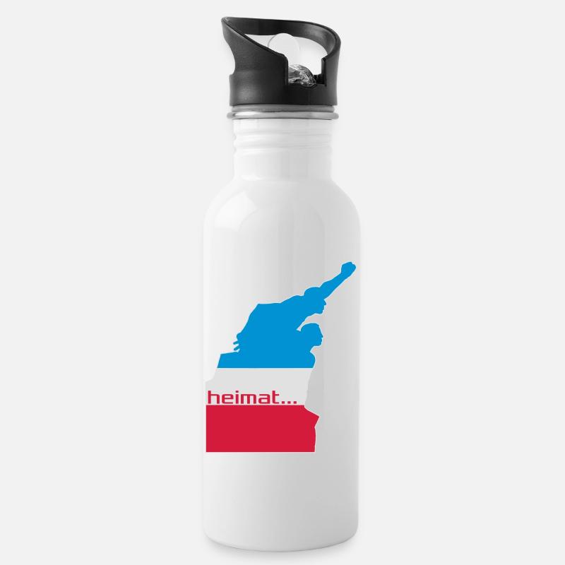 Rostock Heimat Matrosendenkmal - Trinkflasche mit integriertem Trinkhalm - Weiß