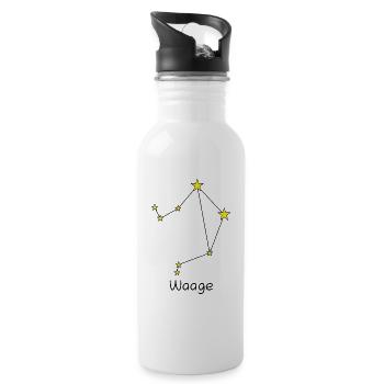 Sternzeichen Waage - Trinkflasche mit integriertem Trinkhalm - Weiß - Rechts