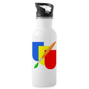 maler wappen handwerk - Trinkflasche mit integriertem Trinkhalm - Weiß - Rechts