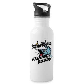 Grandpa's Fishing Buddy | Fishing with grandpa - Water bottle with straw - white - Right