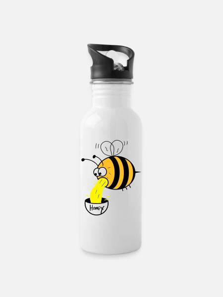 making of honey - bee :-) - Water bottle with straw - white