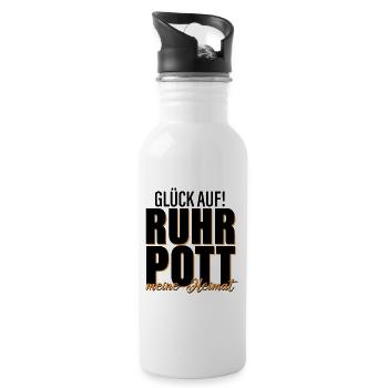 Glück Auf! Ruhrpott - Meine Heimat - Trinkflasche mit integriertem Trinkhalm - Weiß - Rechts