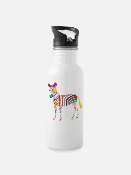 A Touch of Madness - Zebra - Color your Life ! - Water bottle with straw - white