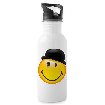 Smiley Glossy Bowler Hat - Water bottle with straw - white - Right